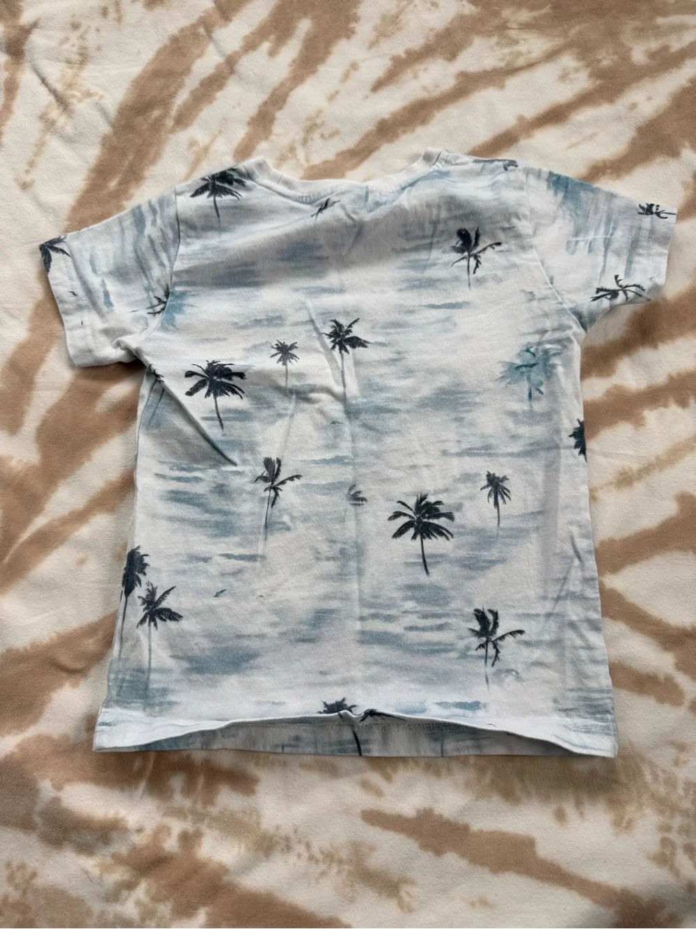 4-5Y Short Sleeve Palm Tree Tee - Light Blue